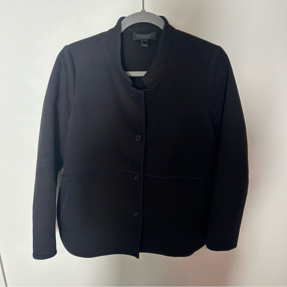 J Crew Tipped Twill Jacket in Black Navy Size 6 - Picture 2 of 7